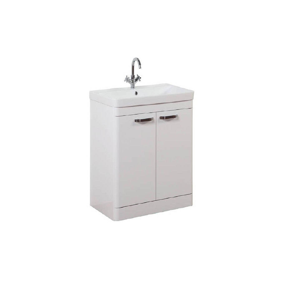 Kartell Options 600mm White Floor Standing 2 Door Vanity Unit & Basin