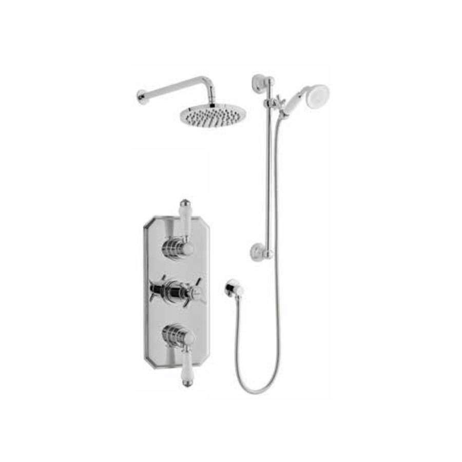 Kartell Klassique Triple Thermostatic Concealed Shower Valve with Fixed and Adjustable Heads