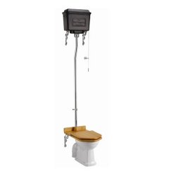 Burlington Standard High Level WC with Dual Flush Black Aluminium Cistern