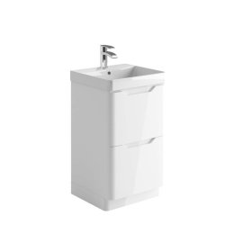 Scudo Ella 500mm Gloss White Floorstanding Vanity Unit and Basin