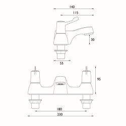 Bristan 3 Inch Lever Bath Filler Tap