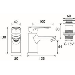 Bristan Opus Basin Mixer with Clicker Waste