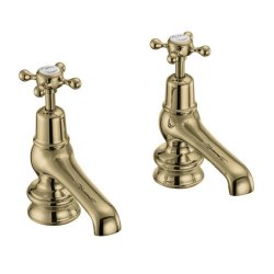 Burlington Claremont Gold 5 Inch Basin Taps Regent Base