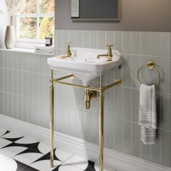 Burlington Claremont Gold 3 Inch Basin Taps Burlington Claremont Gold 3 Inch Basin Taps Lifestyle Image