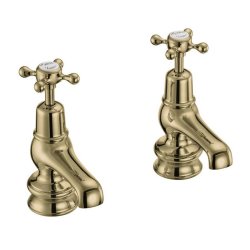 Burlington Claremont Gold 3 Inch Basin Taps Regent Base