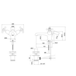 Burlington Claremont Gold Basin Mixer with Pop-up Waste