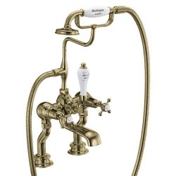 Burlington Claremont Gold Deck Mounted Bath Shower Mixer