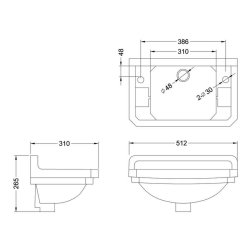 Burlington Edwardian 51cm 2 Tap Hole Cloakroom Basin