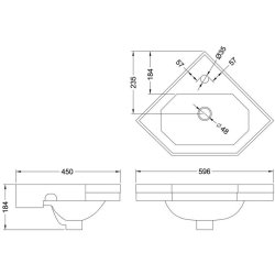 Burlington Corner 60cm 1 Tap Hole Cloakroom Basin