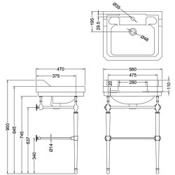 Burlington Chrome Rectangular Basin Towel Rack