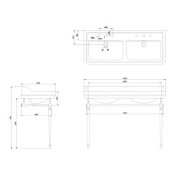 Burlington Edwardian 120cm 1 Tap Hole Double Basin