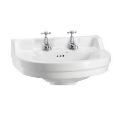 Burlington Edwardian 56cm 2 Tap Hole Round Basin