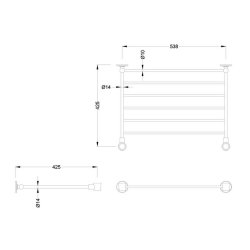 Burlington Chrome 61cm Rectangular Basin Towel Rack