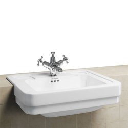 Burlington Contemporary 58cm White 2TH Semi Recessed Basin