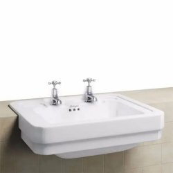 Burlington Contemporary 58cm White 2TH Semi Recessed Basin