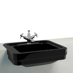 Burlington Contemporary 58cm Black 2TH Semi Recessed Basin