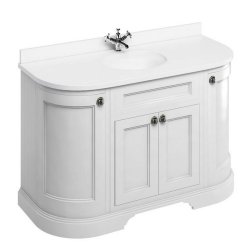 Burlington Freestanding 1340mm Matt White Curved Vanity Unit with Doors