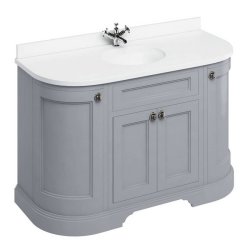 Burlington Freestanding 1340mm Classic Grey Curved Vanity Unit with Doors