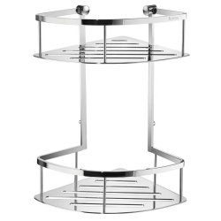 Smedbo Sideline Chrome Wall Mounted Corner Double Shower Basket