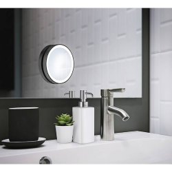 Smedbo Outline Lite 130mm Black LED Make-up Mirror with Suction Cups