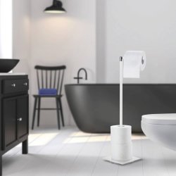 Smedbo Outline Lite White Square Freestanding Toilet Roll Holder