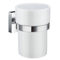 Smedbo House Polished Chrome Holder with Porcelain Tumbler