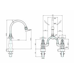 Burlington Claremont Chrome Traditional Arch Mixer with Curved Spout (200mm Centres)