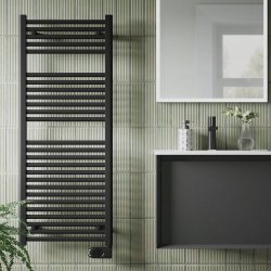 Redroom Elite Electric Straight Black 800 x 400mm Thermostatic Towel Radiator