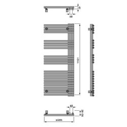 Redroom Omnia Right Handed Black 1681 x 596mm Towel Radiator