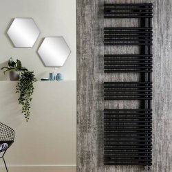 Redroom Omnia Left Handed Black 1681 x 596mm Towel Radiator