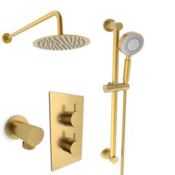 Kartell Ottone Thermostatic Concealed Shower With Adjustable Slide Rail Kit and Overhead Drencher