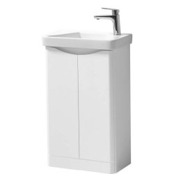 Kartell Arc 500mm White Floor Standing 2 Door Cloakroom Unit & Basin