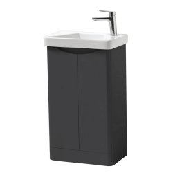 Kartell Arc 500mm Matt Graphite Floor Standing 2 Door Cloakroom Unit & Basin