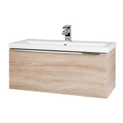 Kartell Kore 800mm Oak Wall Mounted Drawer Vanity Unit & Basin