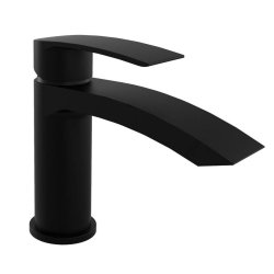 Kartell Nero Curve Black Mono Basin Mixer with Click Waste