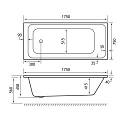 Beaufort Malin SE 1750 x 750mm Reinforced Bath