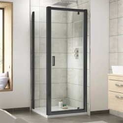 Nuie Rene 800mm Black Framed Pivot Shower Door