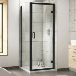 Nuie Rene 760mm Black Framed Hinged Shower Door