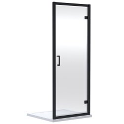 Nuie Rene 700mm Black Framed Hinged Shower Door