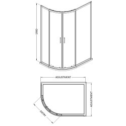 Nuie Rene 1000 x 800mm Brushed Brass Framed Offset Quadrant Shower Enclosure