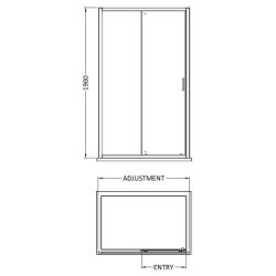 Nuie Rene 1000mm Chrome Framed Single Sliding Shower Door