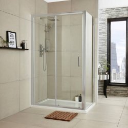 Nuie Rene 1200mm Chrome Framed Single Sliding Shower Door