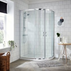 Nuie Ella 1000 x 800mm Chrome Framed Offset Quadrant Shower Enclosure