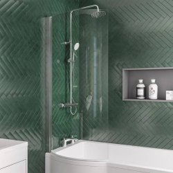 Beaufort Chrome LH P Shape Bath Screen 