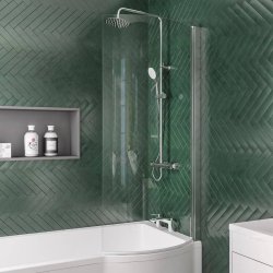 Beaufort Chrome RH P Shape Bath Screen 