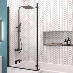 Beaufort Black LH L Shape Bath Screen 