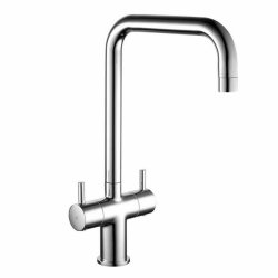 Kartell Chrome Round Duel Lever Kitchen Sink Mixer Tap