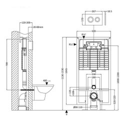 Nuie Round Dual Flush Concealed Cistern With Frame with White Plate