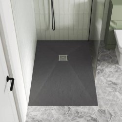 Nuie 1700x900mm Grey Slate Rectangular Slimline Shower Tray