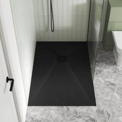 Nuie 1600x800mm Black Slate Rectangular Slimline Shower Tray